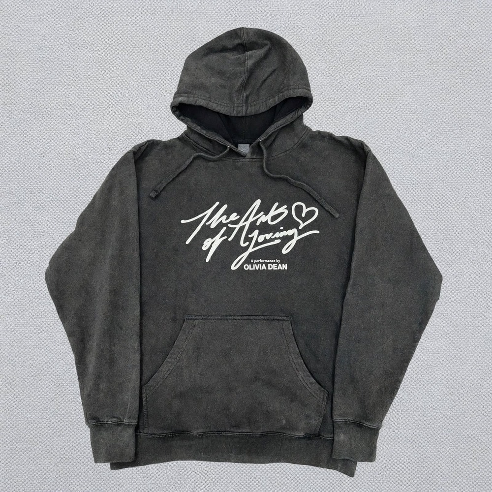 Olivia Dean The Art of Loving Live Tour 2026 Hoodie Mens L Washed Black Dates